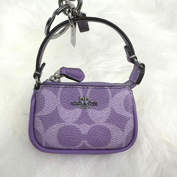 Coach Mini Nolita Bag Charm In Signature Canvas in Iris Purple CX067 NWT - Picture 2 of 4